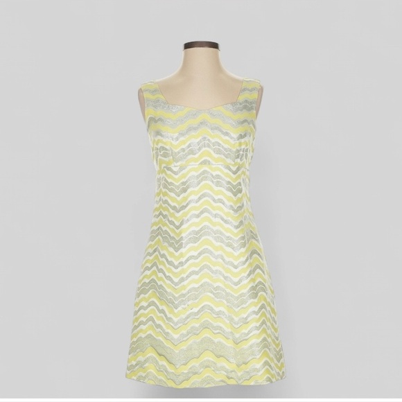 Lilly Pulitzer Adriana Dress Yellow/Silver-size 2-EUC - Picture 1 of 8